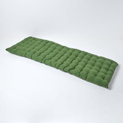 Homescapes Tuinbank Kussen – Donkergroen – 3 Zitter Zitkussen – 143x42 cm – 100% Katoen – Wasbaar – Comfortabel & Stevig