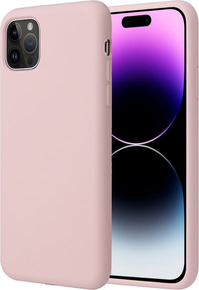 Hoesje geschikt voor iPhone 14 Pro - Matte Back Cover Microvezel Siliconen Case Hoes Roze