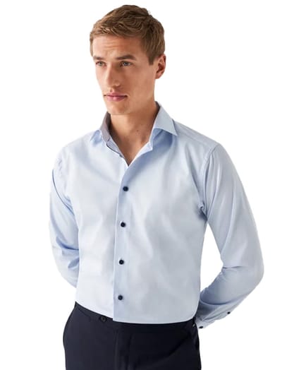 Eton Overhemd Luxury Signature Twill Cutaway Collar Licht Blauw / male