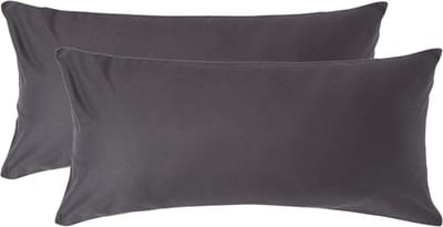 Homescapes Luxe Satijn Kussensloop 40x80 cm – Antracietgrijs – Set van 2 – 100% Egyptisch Katoen Satijn – Draaddichtheid 1000