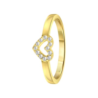 Lucardi Meisjes Kinder ring met plating - Hart - Zirkonia - Cadeau - Echt Zilver - Goudkleurig