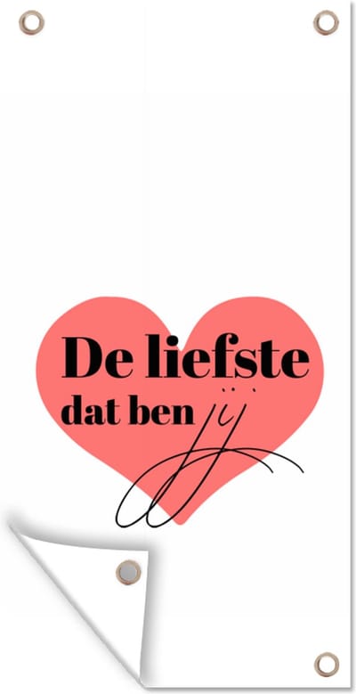 Schuttingposter Quotes - Spreuken - Stel - De liefste dat ben jij - 100x200 cm - Tuindoek