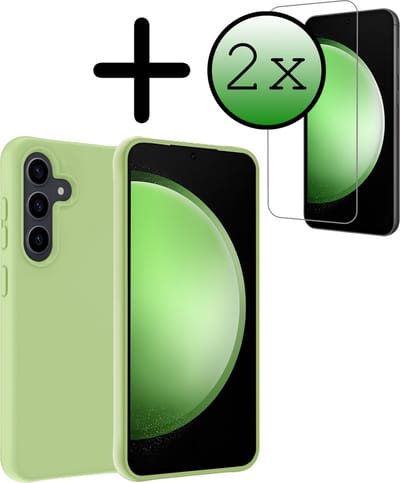 Hoesje Met 2x Screenprotector - Geschikt voor Samsung Galaxy S23 FE - Sterk & Shockproof - Back Cover - Siliconen Case - Telefoon Hoes - Groen