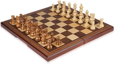 Schaakspel Set - Reis Schaken - Intelligentie Stimuleren - Handgemaakt Hars Materiaal - 40x40cm Bord - Staunton