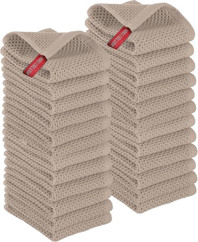 Keukendoeken Wafel - Vaatdoeken Set - Keuken Opruimen - 100% Turks Katoen - 24 Stuks - Taupe