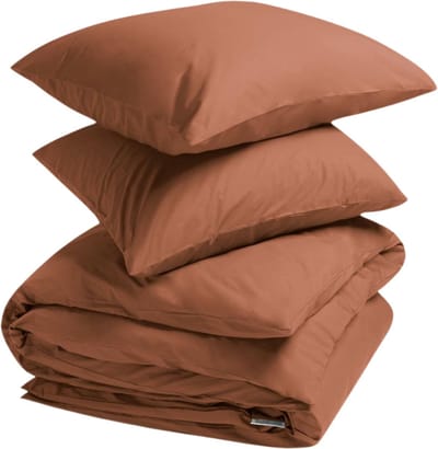 Yumeko dekbedovertrek percal katoen terracotta 200x220 + 2/60x70 - Bio, eco & fairtrade