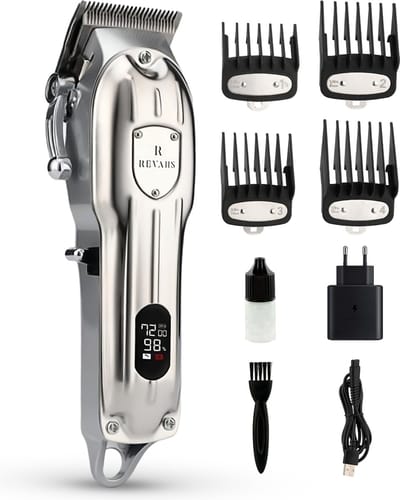 Revahs Tondeuse & Baardtrimmer voor mannen Two-2 - Haartrimmer en Trimmer voor Hoofdhaar & Baard - Draadloze Hair Clipper - 7200 RPM - RVS Messen - 180 Minuten - 4 Opzetkammen