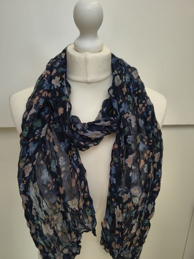 Lange dames sjaal Aliya-gebloemd motief-zwart wit grijs taupe bruin geel