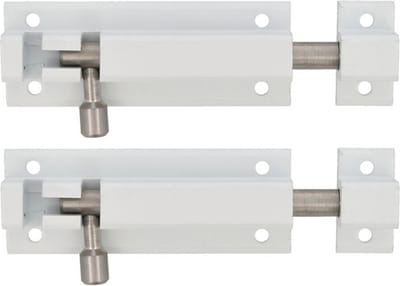 AMIG schuifslot/plaatgrendel - 2x - aluminium - 15 cm - wit - deur - schutting - raam slot