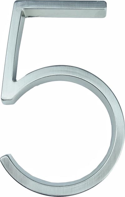 Huisnummer Zilver 12,5 cm nr. 5 - Chrome Huisnummer - modern huisnummer 125 mm