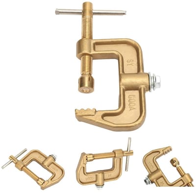 Dailygoods- Aarde Klem G-Vorm - Messing Materiaal - 500A Capaciteit - Schokbestendig - Veelzijdig Gebruik - Lange Levensduur - Las Klem