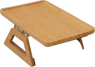 Bank Arm Tafel - Sofa Organizer - Ontspannen op Bank - Klapbaar Bamboe Ontwerp - 33x23 cm - Natuurlijk