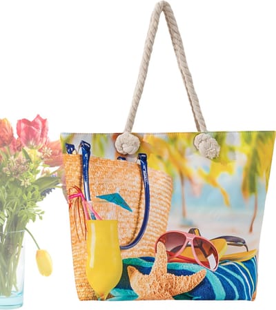 Livano Grote Ibiza Strandtas XL- Campingtas - Zwemtas - Weekendtas - Schouderband - Geel