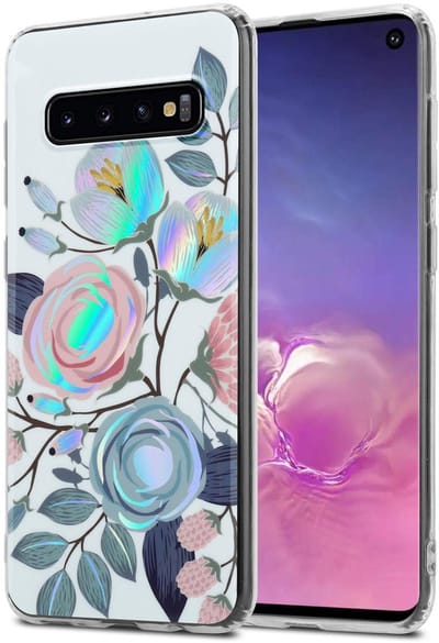 Cadorabo Hoesje geschikt voor Samsung Galaxy S10 4G in PIOENEN - Beschermhoes gemaakt van TPU siliconen Case Cover met bloemenmotief