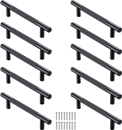 Hauskraft - Design Handgreep Zwart - RVS - Modern - Kast Greep - Meubelgreep Kast - 128 mm - 10 Stuks