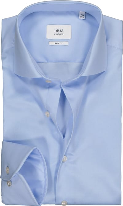 ETERNA 1863 slim fit premium overhemd - 2-ply twill heren overhemd - lichtblauw - Strijkvrij - Boordmaat: 46 (EU maat: XXL)