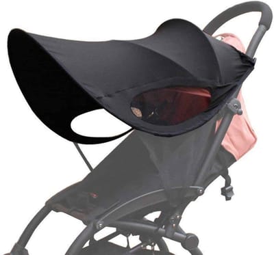 Opvouwbare Kinderwagen Zonnescherm – UPF50+ Anti-UV Luifel – Waterdicht – Universele Pasvorm – Zonbescherming – Voor Baby's & Peuters – Zwart – Standaardformaat – 1 Stuk