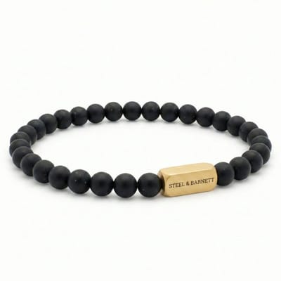 STEEL & BARNETT - Kralenarmband Heren - Natural Ned - Onyx - Maat S