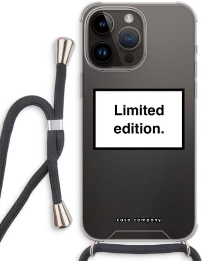 Case Company® - Hoesje met koord geschikt voor iPhone 14 Pro Max hoesje met Koord - Limited edition - Telefoonhoesje met Zwart Koord - Bescherming aan alle Kanten en Over de Schermrand