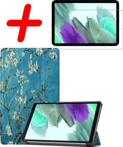 Hoesje Geschikt voor Samsung Galaxy Tab S6 Lite - Met Screenprotector - Trifold Bookcase - Hard Cover - Hardcover Book Case - Tablet Hoes - Bloesem