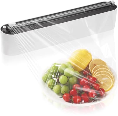 GELLDG Foliesnijder met Magnetische Houder - Tweezijdig Schuifblad & Magnetische Strip - Geschikt voor Bakpapier en Aluminiumfolie - Herbruikbaar met Navulrol - 36,5x5,8x6cm Incl. 50m Folie