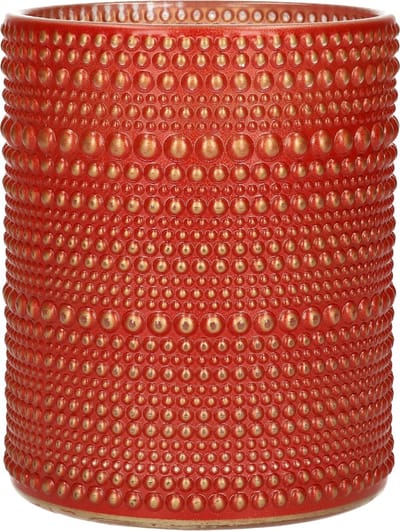Countryfield Luxe theelichthouder - Aurora - glas - rood/goud - D10 x H12 cm