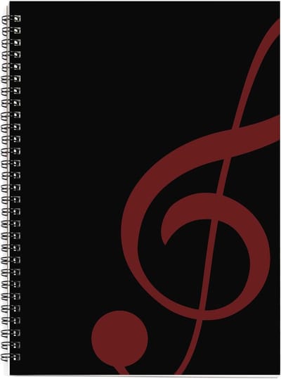 Muziek Notitieboek - Compositie Papier - Muziek Schrijven - 100 Blanco Pagina's - 26x19cm - Zwart Fuchsia