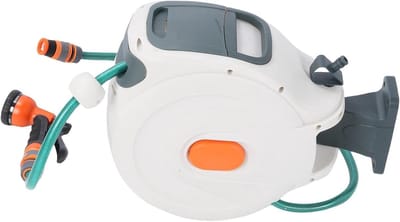 Intrekbare Tuinslanghaspel - Automatische Slang - Tuin Bewateren - 180° Draaibare Beugel - 10 Meter - Grijs