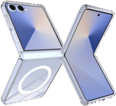 Lunso Geschikt voor Samsung Galaxy Z Flip 7 - Backcover hoes met magnetisch ondersteuning - Transparant