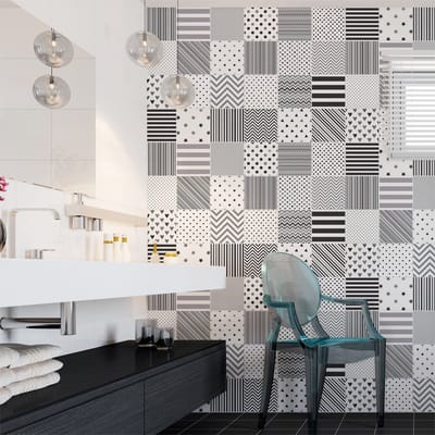 Zelfklevende muurtegelstickers voor keuken en badkamer - 24 Scandinavische cementtegelstickers - 24 stickers 10x10cm