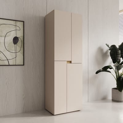 Meubella - Lombok - Kledingkast met 4 deuren - Beige - 60x42x184 cm