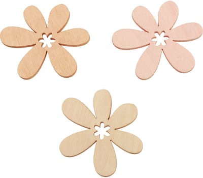 Houten bloemen strooidecoratie bloemen hout oranje/roze/wit 72 st, 72