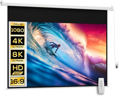 Elektrisch Beamerscherm - Projectiescherm Rolbaar - Thuisbioscoop Kantoor - Gemotoriseerde Bediening - 100 Inch 16:9 - Wit