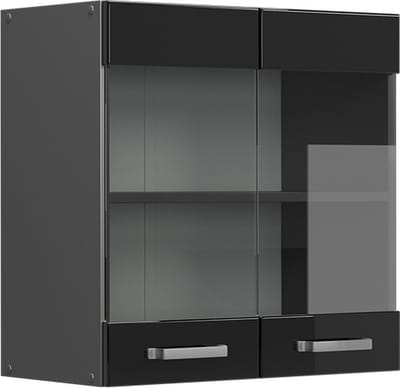 Vicco R-Line Glazen keukenkast – 60 cm Zwart hoogglans