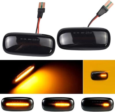 Hacreyatu Dynamisch helder glas LED zijknipperlichten voor A-u-di A3 S3 8L A8 D2 TT 8N (zwart)