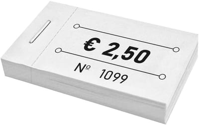CombiCraft consumptiebonnen in boekjes 50x30mm met eurobedrag 2,50 in wit - 5 boekjes met in totaal 250 bonnen