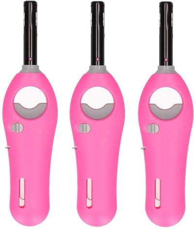 Gasaansteker - 3x - roze - 18,5 cm - aansteker met kinderslot