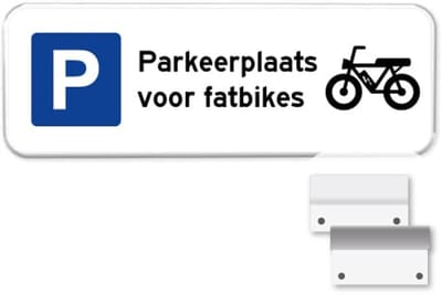 Parkeerbord Fatbikes - Weerbestendig Aluminium - 40x15 cm - Bevestiging: Met muur-/ wandmontage beugels