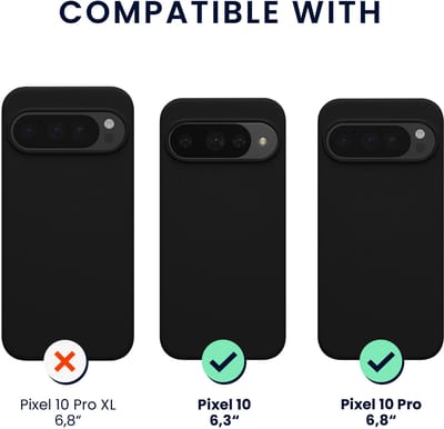 kwmobile hoes met 2x screenprotectors voor Google Pixel 10 / Pixel 10 Pro – screenprotector van gehard glas – draadloos opladen – zwart