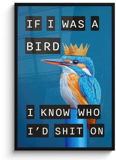 Poster in lijst - Fotolijst 80x120 cm - Posters - Vogel - Decoratie - Ijsvogel - Blauw - Posterlijst zwart - Decoratie - Wanddecoratie woonkamer - Muurdecoratie slaapkamer