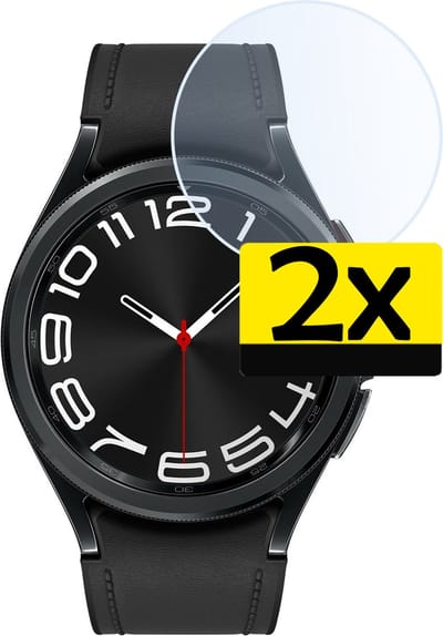 Screenprotector - 2 Stuks - Geschikt voor Samsung Watch 6 Classic 43 mm - Sterk & Shockproof - Tempered Glass - Beschermglas Screen Cover - Gehard Glas - Bescherm Protector voor Smartwatch