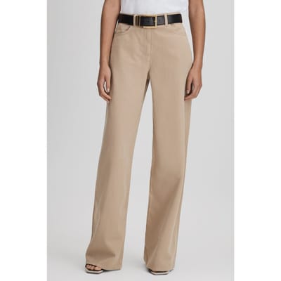Reiss Cotton Denim Wide Leg Trouser Light Camel Size: 6 | Formal pants Outlet | Dames | Beige