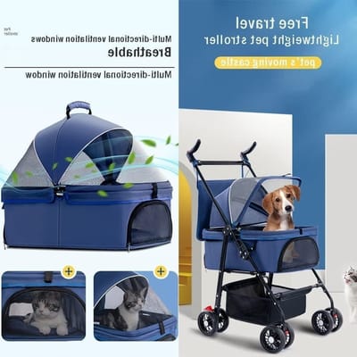 Huisdieren Wandelwagen - Hondenbuggy Draagtas - Reizen Met Huisdier - Afneembare Reiswieg - Tot 20kg - Rood