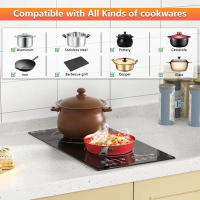 Inbouw Elektrische Kookplaat 2 Zones – 3000W – Sensor Touch Bediening & Timer