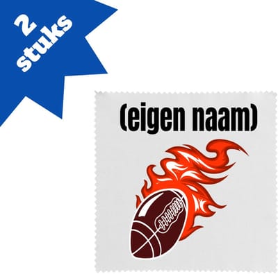 Akyol - rugbybal vuur met eigen naam brillendoekjes - Rugby - atleten - iemand die houdt van rugby - verjaardag - cadeau - kado - 17,8 bij 17,8 cm - 2 stuks