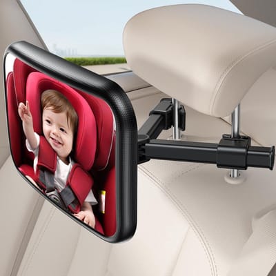 SNJY® Autospiegel Baby - Baby Spiegel Auto - Achteruitkijkspiegel - 360° Rotatie - 175° Helder Zicht - Zwart