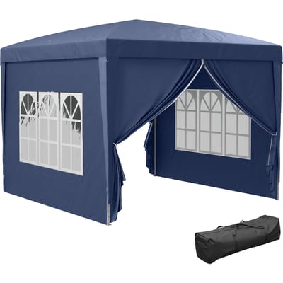 Outsunny arbown tent barnum opvouwbare pop-up tent 3x3 m 4 afneembare wanden + blauwe draagtas