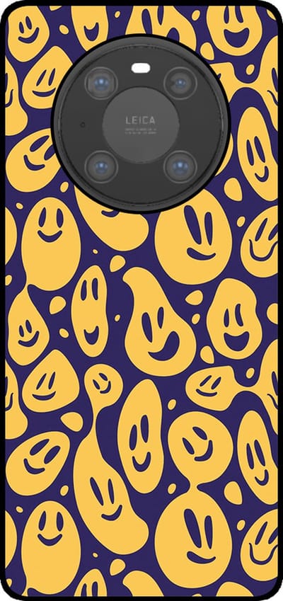 Smartphonica Telefoonhoesje Geschikt voor Huawei Mate 40 Pro met smiley opdruk - TPU backcover case emoji design - Paars Geel geschikt voor Huawei Mate 40 Pro