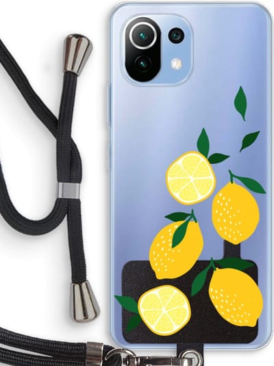 Case Company® - Hoesje met koord geschikt voor Xiaomi Mi 11 Lite hoesje met Koord - You're my lemon - Telefoonhoesje met Zwart Koord - Bescherming aan alle Kanten en Over de Schermrand