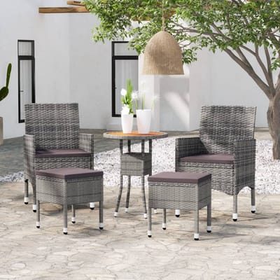 vidaXL - 5-delige - Loungeset - poly - rattan - grijs